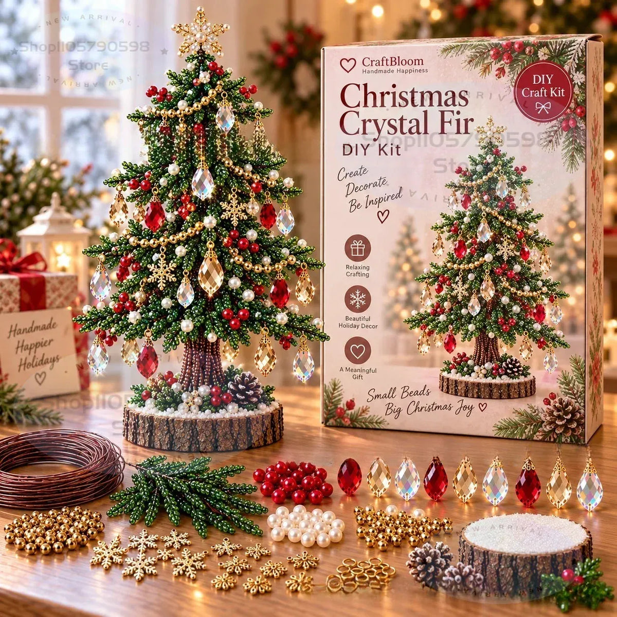 DIY Beaded Crystal Bonsai Tree Kit, Wisteria Style Handmade Gem Tree Craft Supplies, Adult Beading Art Kit, Tabletop Home Decor