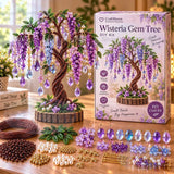 DIY Beaded Crystal Bonsai Tree Kit, Wisteria Style Handmade Gem Tree Craft Supplies, Adult Beading Art Kit, Tabletop Home Decor