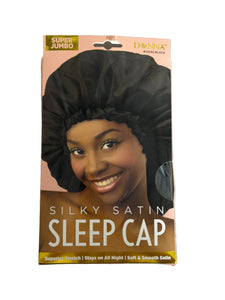 Donna Silky Satin Sleep Cap Super Jumbo - Black #22242