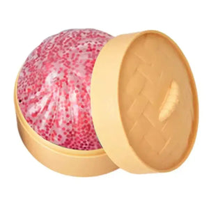 Dumpling Squishy Toy with Bamboo Steamer Box, Soft Slow Rising Sensory Stress Relief Squeeze Toy