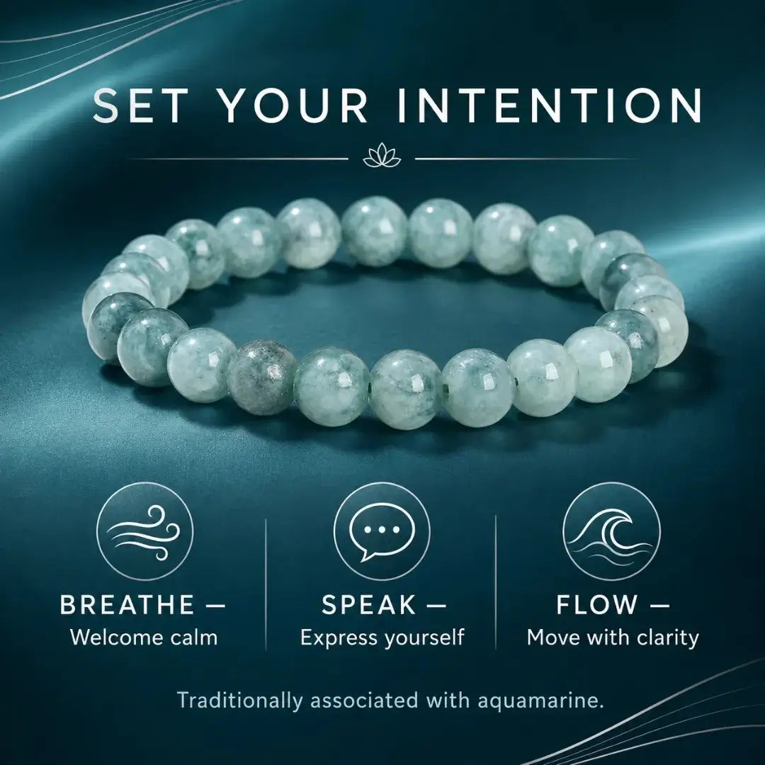 Dyed Aquamarine Stone Bracelet, Gemstone Stretch Bead Bracelet for Women and Men