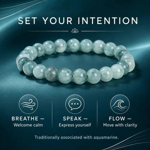 Dyed Aquamarine Stone Bracelet, Gemstone Stretch Bead Bracelet for Women and Men