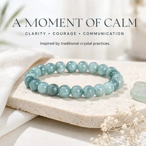 Dyed Aquamarine Stone Bracelet, Gemstone Stretch Bead Bracelet for Women and Men