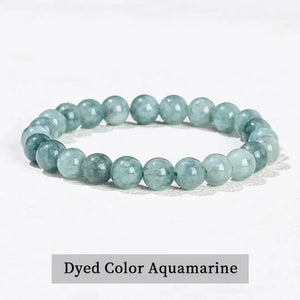Dyed Aquamarine Stone Bracelet, Gemstone Stretch Bead Bracelet for Women and Men