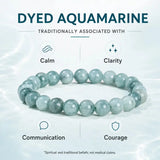 Dyed Aquamarine Stone Bracelet, Gemstone Stretch Bead Bracelet for Women and Men