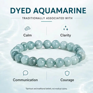 Dyed Aquamarine Stone Bracelet, Gemstone Stretch Bead Bracelet for Women and Men