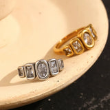 E.B.belle High Quality Geometric Clear Zircon Ring Classic Style18k Gold Plated Popular Jewelry Charm Hypoallergenic