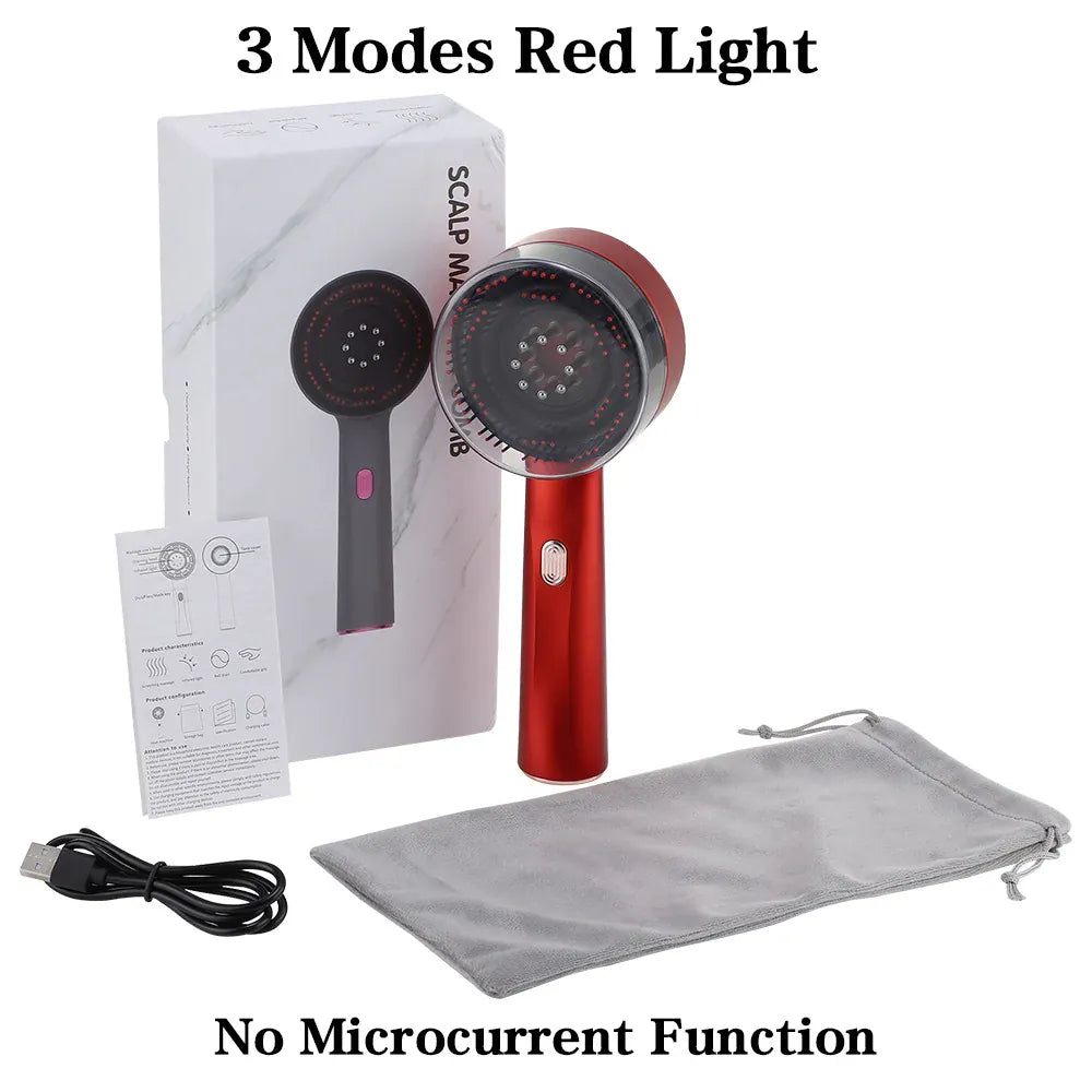 Electric Micro-current Massage Comb 660nm Red Light Hair Care Comb Kneading Relax Head Scalp Massager Blood Circulation