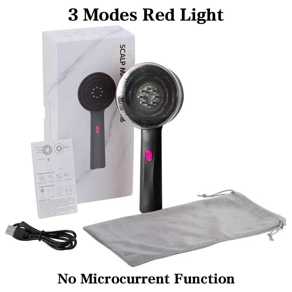 Electric Micro-current Massage Comb 660nm Red Light Hair Care Comb Kneading Relax Head Scalp Massager Blood Circulation