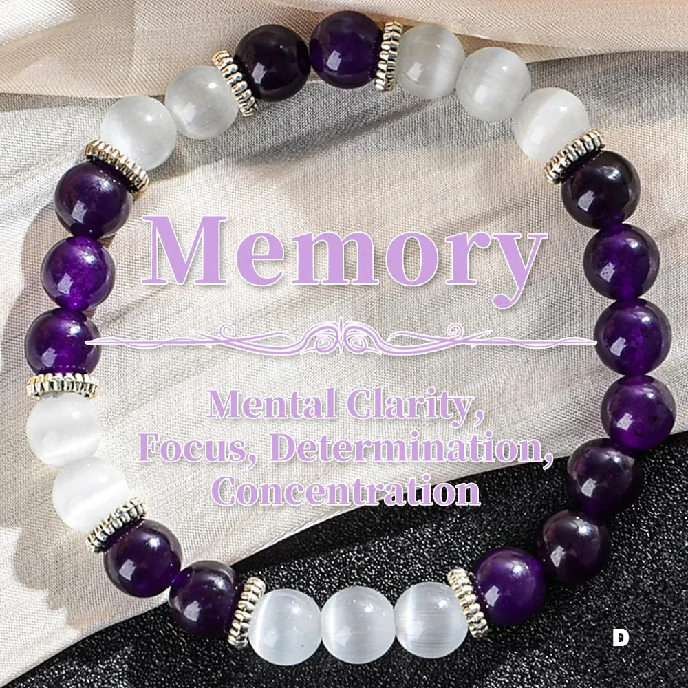 Enhanced Memory Crystal Bracelet - Helps with Clarity, Focus, and Determination, Crystal Jewelry for Mental Health