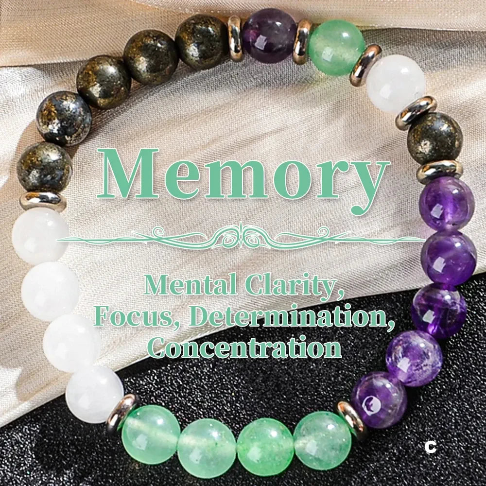 Enhanced Memory Crystal Bracelet - Helps with Clarity, Focus, and Determination, Crystal Jewelry for Mental Health