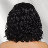 (Eos) Water Wave Bob Human Hair Wig, 6x4 Side Part HD Lace, 220% Density, Pre-Cut, Pre-Bleached