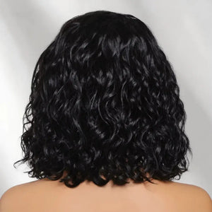 (Eos) Water Wave Bob Human Hair Wig, 6x4 Side Part HD Lace, 220% Density, Pre-Cut, Pre-Bleached
