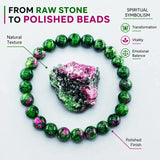 Epidote Zoisite Stone Bracelet, Gemstone Stretch Bead Jewelry for Women and Men