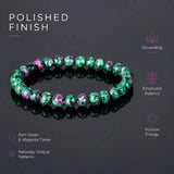 Epidote Zoisite Stone Bracelet, Gemstone Stretch Bead Jewelry for Women and Men