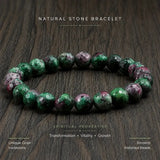 Epidote Zoisite Stone Bracelet, Gemstone Stretch Bead Jewelry for Women and Men