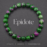 Epidote Zoisite Stone Bracelet, Gemstone Stretch Bead Jewelry for Women and Men