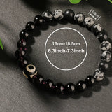Evil Eye Bracelet with Black Obsidian and Howlite Beads, Spiritual Intention Jewelry