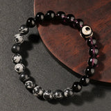 Evil Eye Bracelet with Black Obsidian and Howlite Beads, Spiritual Intention Jewelry