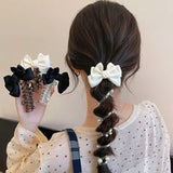 Exquisite bow, spiral telephone line, hair loop, cute pearl bubble braid, headband, ponytail, braided hair cord, headband access