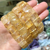 Classic elastic bracelet with Persian Gulf sun stone, unisex natural stone jewelry for men and women