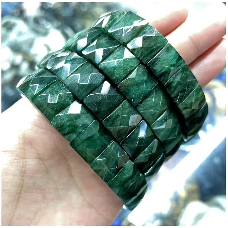 Classic elastic bracelet with natural Persian Gulf sun stone for men and women, yoga and sport jewelry