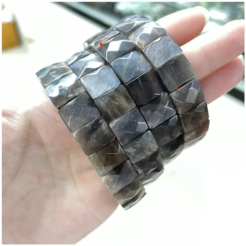 Classic elastic bracelet with natural Persian Gulf sun stone for men and women, suitable for yoga and sports jewelry