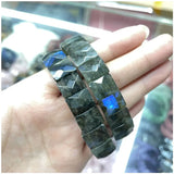 Classic elastic bracelet with natural Persian Gulf sun stone for men and women, yoga and sport jewelry