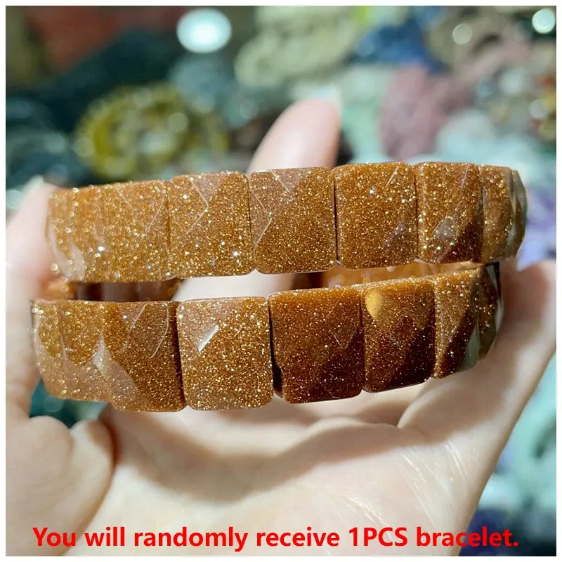 Classic elastic natural stone bracelet for men and women, Persian Gulf sun stone yoga sport jewelry