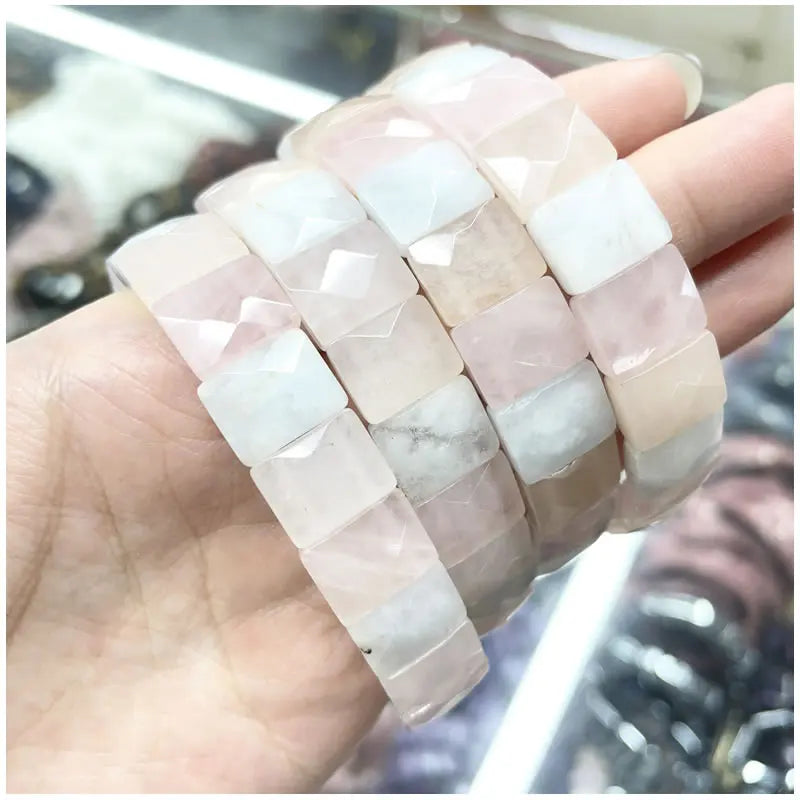 Classic elastic bracelet with natural Persian Gulf sun stone for men and women, shown as a single-piece jewelry accessory