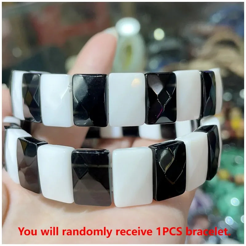 Classic elastic bracelet with natural Persian Gulf sun stone for men and women