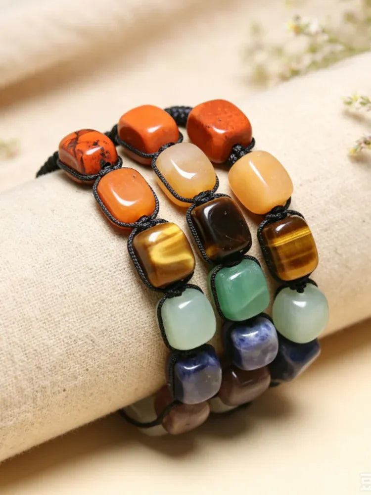 Fashion Irregular Stone Chakra Bracelet Yoga Meditation Relax Anxiety Bangle Healing Crystals Bracelet for Women