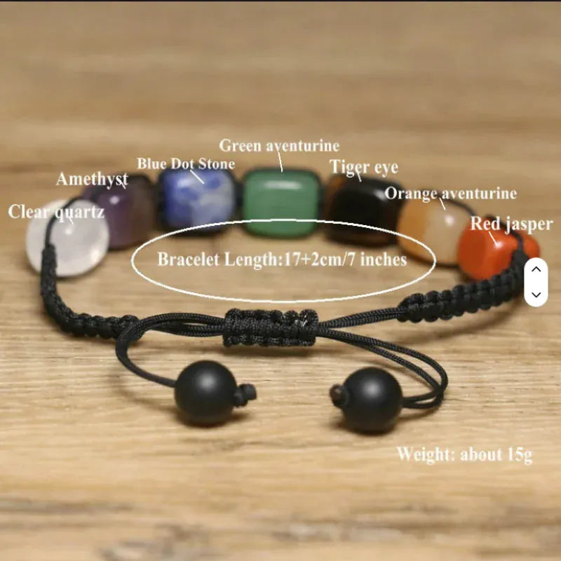 Fashion Irregular Stone Chakra Bracelet Yoga Meditation Relax Anxiety Bangle Healing Crystals Bracelet for Women