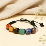 Fashion Irregular Stone Chakra Bracelet Yoga Meditation Relax Anxiety Bangle Healing Crystals Bracelet for Women