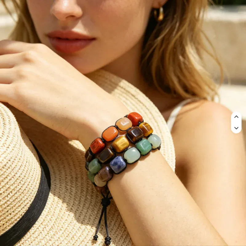Fashion Irregular Stone Chakra Bracelet Yoga Meditation Relax Anxiety Bangle Healing Crystals Bracelet for Women