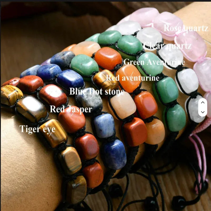 Fashion Irregular Stone Chakra Bracelet Yoga Meditation Relax Anxiety Bangle Healing Crystals Bracelet for Women