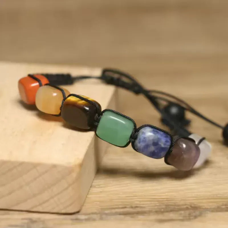 Fashion Irregular Stone Chakra Bracelet Yoga Meditation Relax Anxiety Bangle Healing Crystals Bracelet for Women