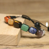 Fashion Irregular Stone Chakra Bracelet Yoga Meditation Relax Anxiety Bangle Healing Crystals Bracelet for Women