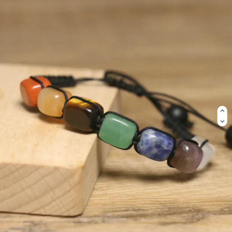 Fashion Irregular Stone Chakra Bracelet Yoga Meditation Relax Anxiety Bangle Healing Crystals Bracelet for Women