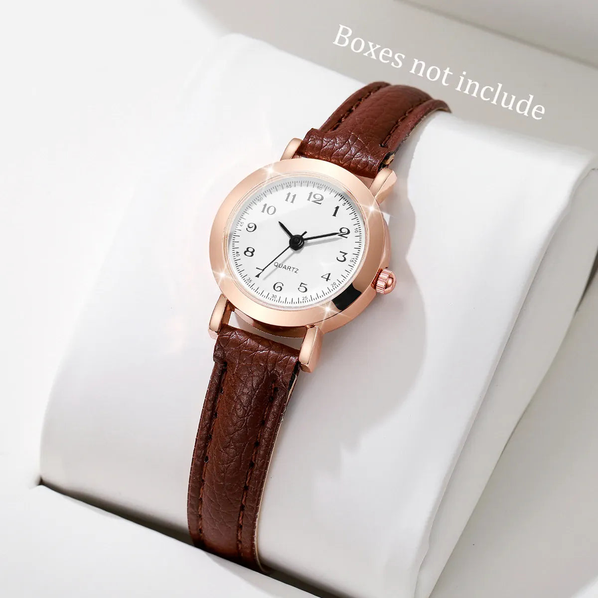 Women's leather band analog quartz wristwatch with a small dial, stylish design, by HSF Marketplace, without box.