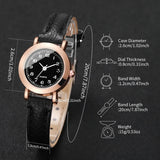 Fashion small dial women's watch with leather band, analog quartz movement, suitable for girls and ladies, no box included.