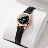 Fashion small dial women's leather band analog quartz wristwatch with a classic design, suitable for girls and ladies.