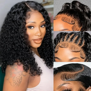 (Faye) Deep Wave Bob Human Hair Wig, 13x4 HD Lace Front or 4x4 HD Lace Closure, Glueless Wear and Go