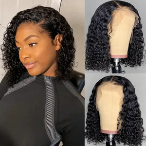 (Faye) Deep Wave Bob Human Hair Wig, 13x4 HD Lace Front or 4x4 HD Lace Closure, Glueless Wear and Go