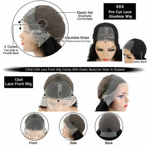(Faye) Deep Wave Bob Human Hair Wig, 13x4 HD Lace Front or 4x4 HD Lace Closure, Glueless Wear and Go