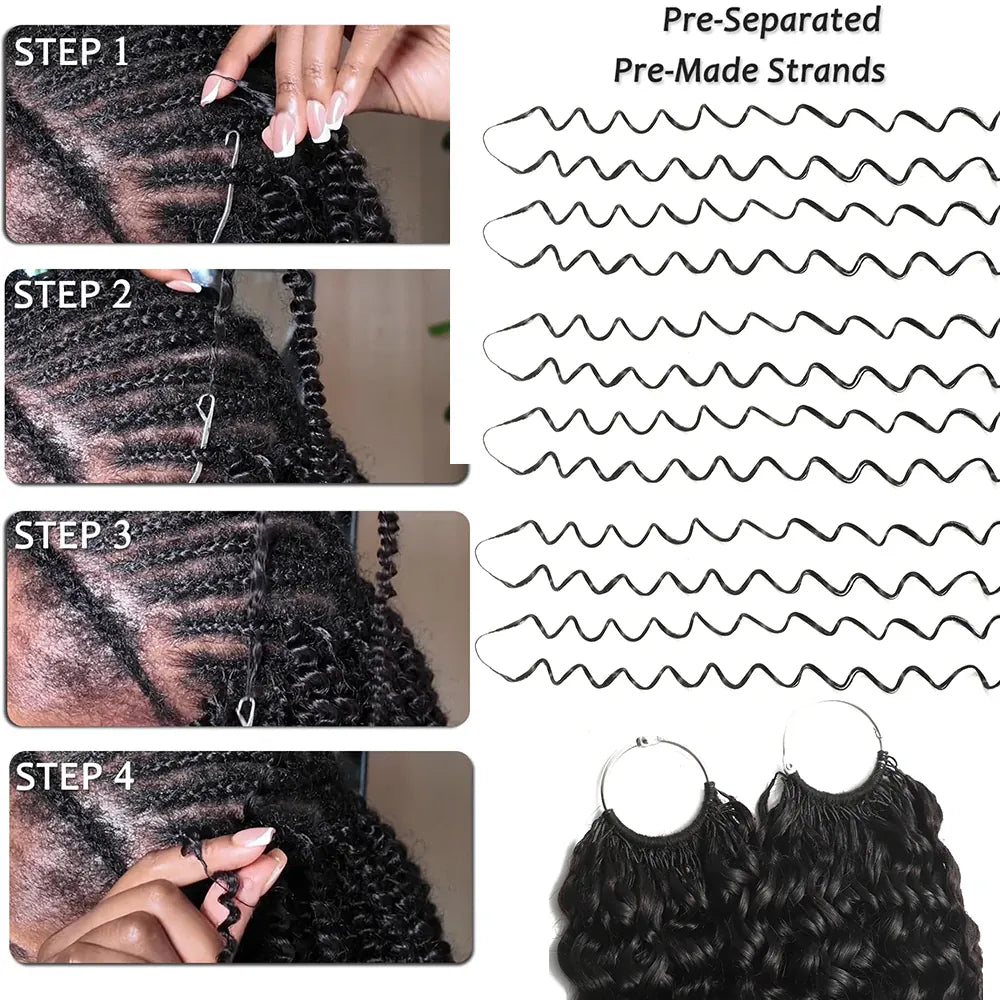 Fayniss Burmese Curly  Boho Braids Crochet Human Hair Extensions 120g  Pre-Separated Miracle Knots Feather Hair 100% Human Hair