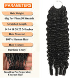 Fayniss Burmese Curly  Boho Braids Crochet Human Hair Extensions 120g  Pre-Separated Miracle Knots Feather Hair 100% Human Hair