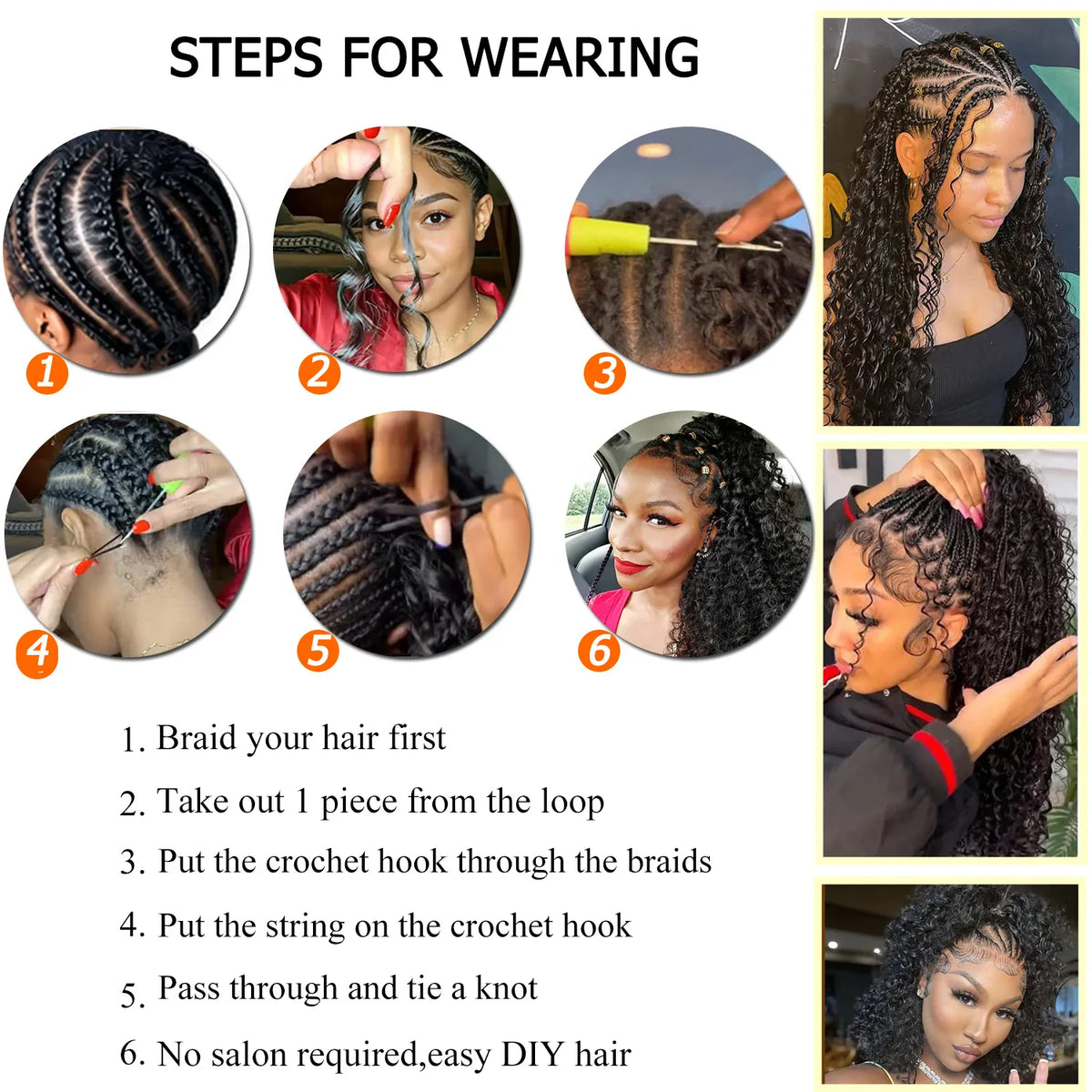 Fayniss Burmese Curly  Boho Braids Crochet Human Hair Extensions 120g  Pre-Separated Miracle Knots Feather Hair 100% Human Hair