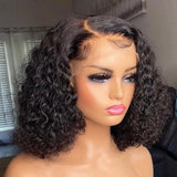 FUGANGXIU-Pixie Cut Wig  180% Density Lace Front Water Wave Wig 13X4 Full Lace Wig Bob Wig Human Hair Wigs For Women Pre Plucked