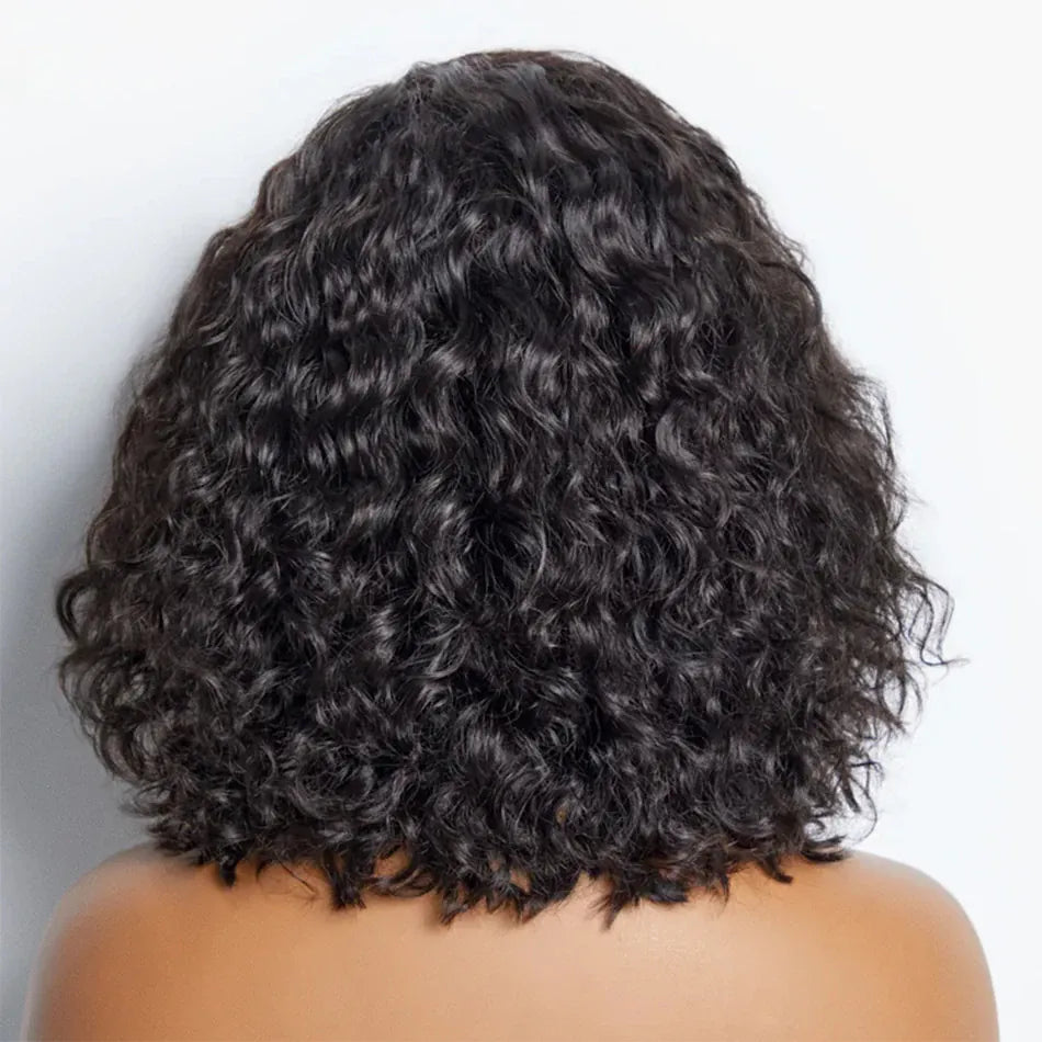 FUGANGXIU-Pixie Cut Wig  180% Density Lace Front Water Wave Wig 13X4 Full Lace Wig Bob Wig Human Hair Wigs For Women Pre Plucked